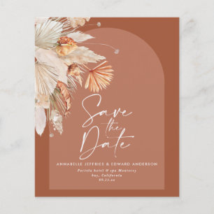 budget bohemian terracotta pampas gras bruiloft flyer