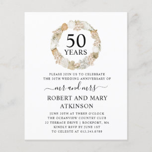 Budget Boho 50th Wedding Jubileum Party Invite