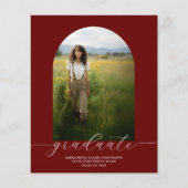 Budget Boho Arch Afstuderen Invitation Rood (Voorkant)