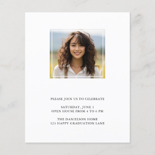 Budget Boho Arch Afstuderen Invitation White (Achterkant)