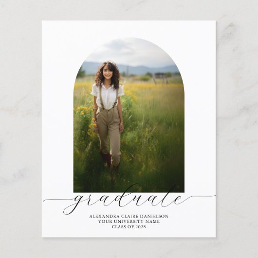 Budget Boho Arch Afstuderen Invitation White (Voorkant)