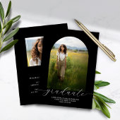 Budget Boho Arch Afstuderen Invitation Zwart