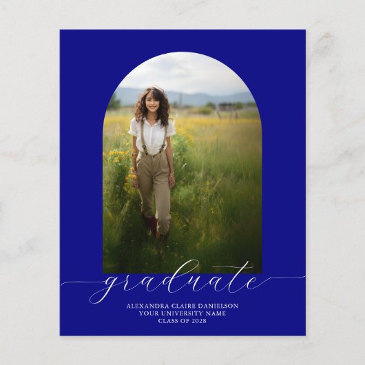 Budget Boho Arch Graduation Invitation Navy (Voorkant)