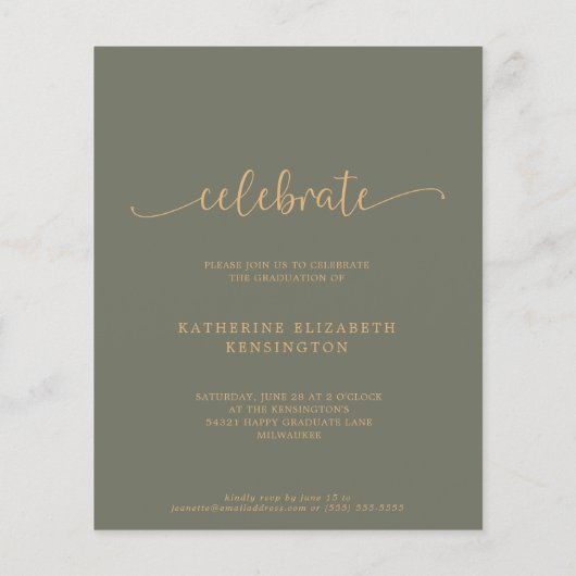 Budget Boho Arch Green Gold Photo Afstuderen (Achterkant)