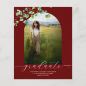 Budget Boho Arch Ivy, Red Afstuderen Invitation (Voorkant)