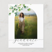 Budget Boho Arch Ivy, White Afstuderen Invitation (Voorkant)