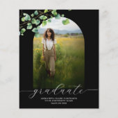 Budget Boho Arch Ivy, Zwart Afstuderen Uitnodiging (Voorkant)