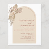 BUDGET Boho Arch Pampas Grass Wedding Uitnodiging Flyer (Voorkant)