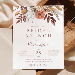Budget Boho Autumn Floral Bridal Brunch Uitnodigin