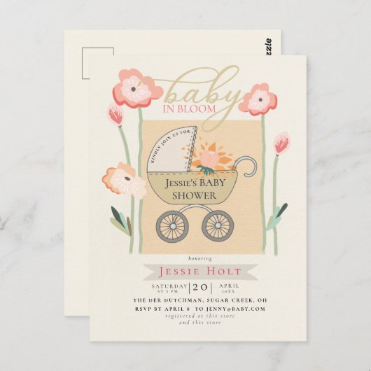 Budget Boho Baby Buggy Douche Briefkaart (Voorkant / Achterkant)