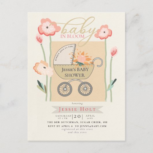 Budget Boho Baby Buggy Douche Briefkaart (Voorkant)
