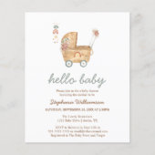 Budget Boho Baby Carriage Baby shower Invitation (Voorkant)