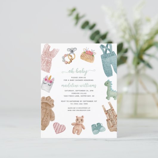 BUDGET BOHO Baby Clothes Neutraal Oh Baby shower (Staand voorkant)