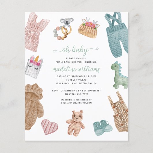 BUDGET BOHO Baby Clothes Neutraal Oh Baby shower (Voorkant)
