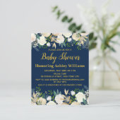 Budget Boho Baby shower Invitation Navy Gold Green (Staand voorkant)
