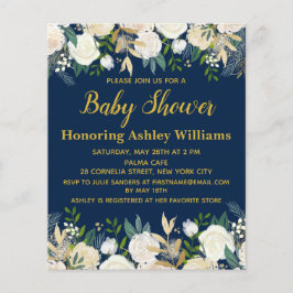 Budget Boho Baby shower Invitation Navy Gold Green