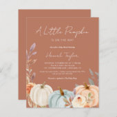 Budget Boho Baby shower Little Pumpkin Invitation (Voorkant / Achterkant)