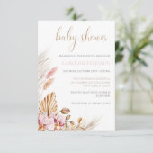 Budget Boho Baby shower Pampas Grass Floral Kaart (Staand voorkant)