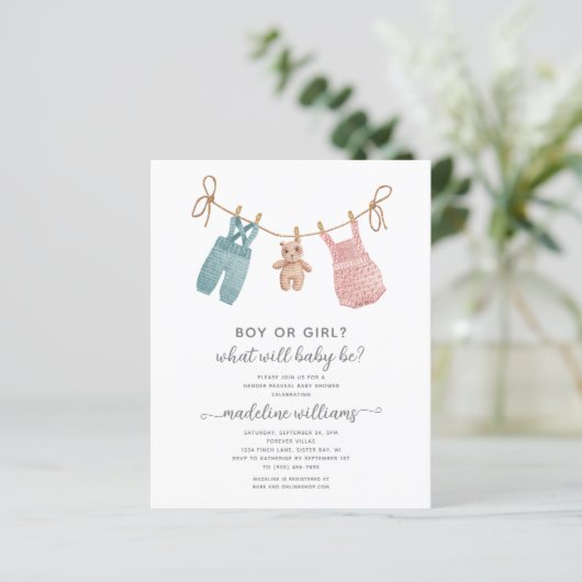 BUDGET BOHO Babykleding Geslacht Onthullen Douche (Staand voorkant)