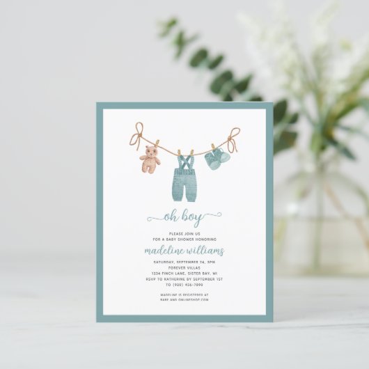 BUDGET BOHO Babykleren Oh jongen Baby Shower Uitno (Staand voorkant)