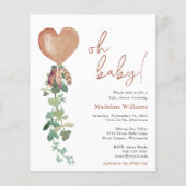 BUDGET Boho Balloon Greenery Baby shower Uitnodige (Voorkant)