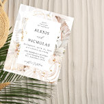 Budget Boho Beach Tropical beige Floral Wedding Flyer<br><div class="desc">******* MATTE PAPIER IS THIN. UPGRADE VOOR EEN THICKERPAPIER. GEEN ENVELOPEN. VOOR HET VOORRADEN VAN DE KAART, DE KAARTEN VAN DE THICKER, CONTROLEER DE VERBINDING HIERONDER. THICKER-KAARTEN HEBBEN EEN OPTIE VOOR kaart OF OMVAT HEN******** Geen enveloppen, papieren versie. Bespaar geld op formele uitnodigingen met deze kleine uitnodiging. Maak je gasten...</div>