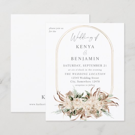 Budget Boho beige Floral Wedding 3 (Voorkant / Achterkant)