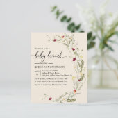 Budget Boho Beige Florals Baby Brunch Uitnodiging (Staand voorkant)