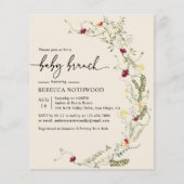 Budget Boho Beige Florals Baby Brunch Uitnodiging (Voorkant)