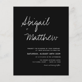 Budget Boho Black and White Wedding Invitation Flyer