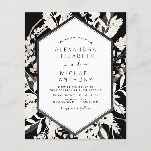 Budget Boho Black Beige Botanical Wedding (Voorkant)