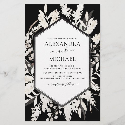 Budget Boho Black Beige Botanical Wedding (Voorkant)