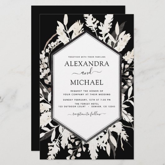 Budget Boho Black Beige Botanical Wedding (Voorkant / Achterkant)