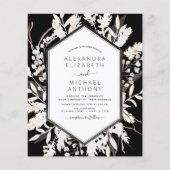 Budget Boho Black Botanical Wedding Invitation Flyer (Voorkant)