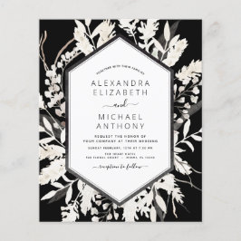 Budget Boho Black Botanical Wedding Invitation Flyer