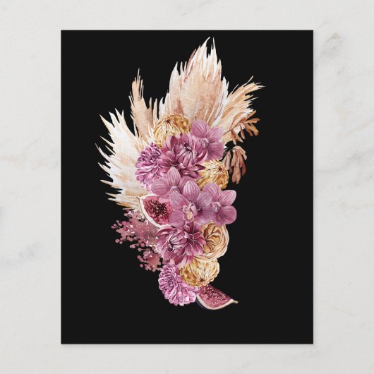 Budget Boho Black, Gold Baby shower Invitation (Achterkant)