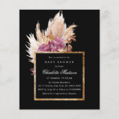 Budget Boho Black, Gold Baby shower Invitation (Voorkant)