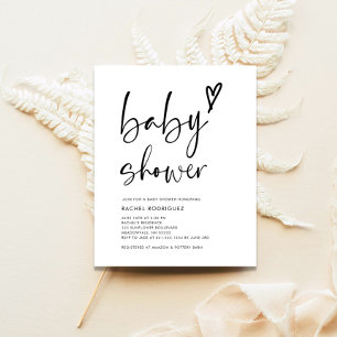 Budget Boho Black & White Baby shower Invitation