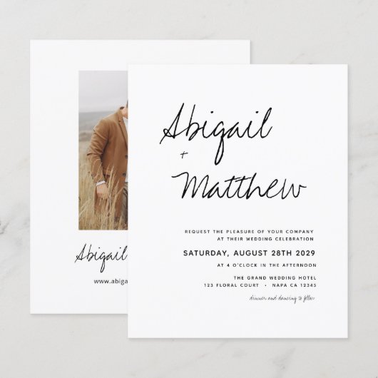 Budget Boho Black White Modern Wedding (Voorkant / Achterkant)