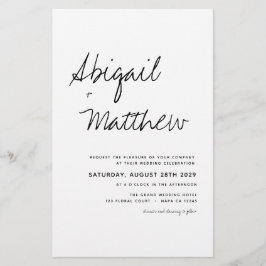 Budget Boho Black White Modern Wedding Flyer