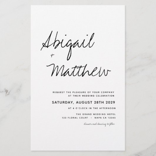 Budget Boho Black White Modern Wedding Flyer (Voorkant)