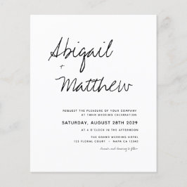 Budget Boho Black White Modern Wedding Flyer