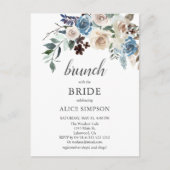 Budget Boho Blau Beige Bloem Brunch Bruiloft Uitnodiging Briefkaart (Voorkant)