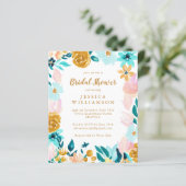 Budget Boho Blauwgroen Waterverf Floral Vrijgezell (Staand voorkant)
