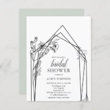 Budget Boho Bloemen Geometrische Bruiloft Uitnodig