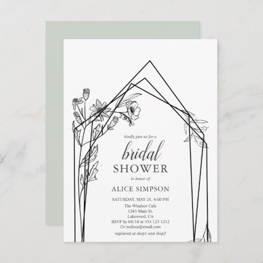 Budget Boho Bloemen Geometrische Bruiloft Uitnodig Uitnodiging Briefkaart (Voorkant / Achterkant)