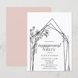 Budget Boho Bloemen Geometrische Verlovingsfeest Uitnodiging Briefkaart