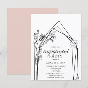 Budget Boho Bloemen Geometrische Verlovingsfeest Uitnodiging Briefkaart