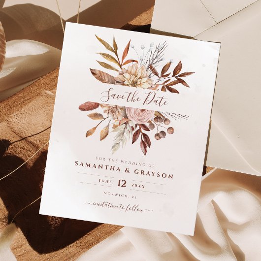 Budget Boho Bloemen Herfst Bruiloft Save The Date