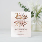 Budget Boho Bloemen Herfst Bruiloft Save The Date (Staand voorkant)